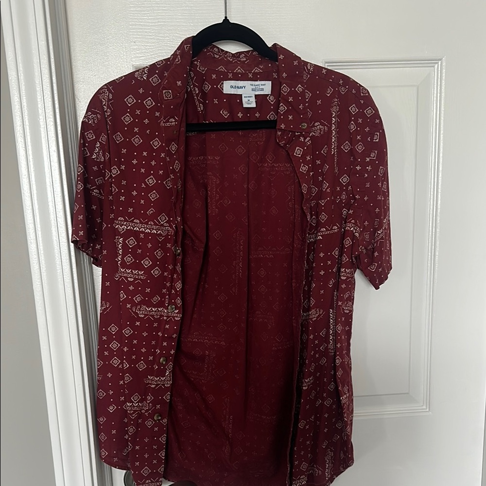 Old Navy Maroon Bandana Print Shirt
